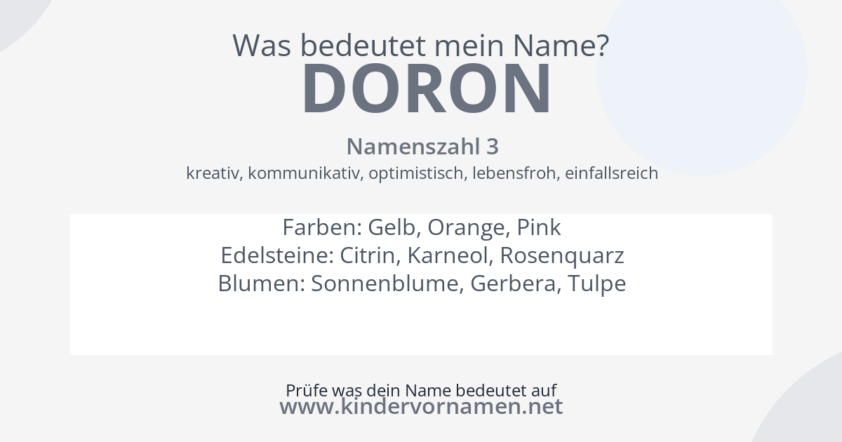 Was bedeutet der Name Doron?