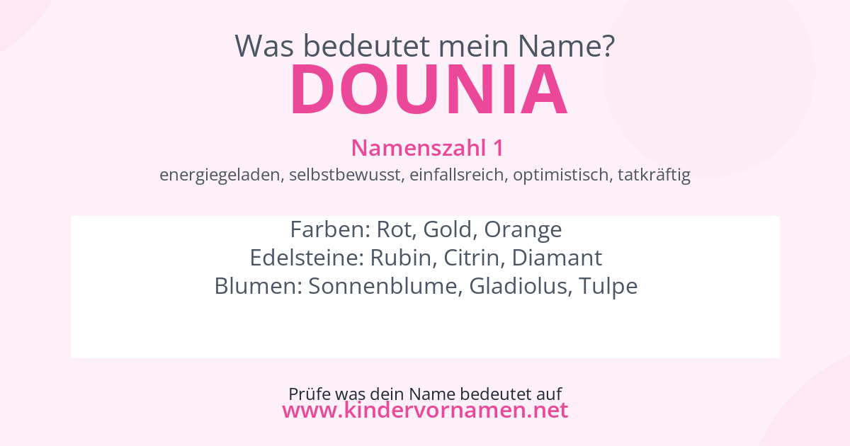 Was bedeutet der Name Dounia?