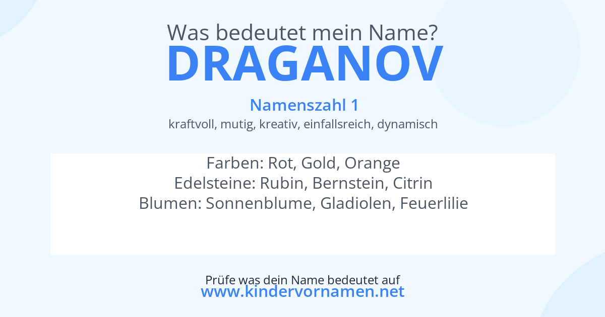 Was bedeutet der Name Draganov?