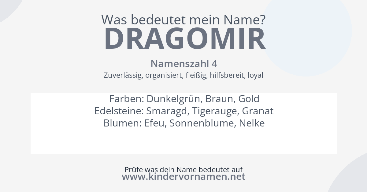 Was bedeutet der Name Dragomir?