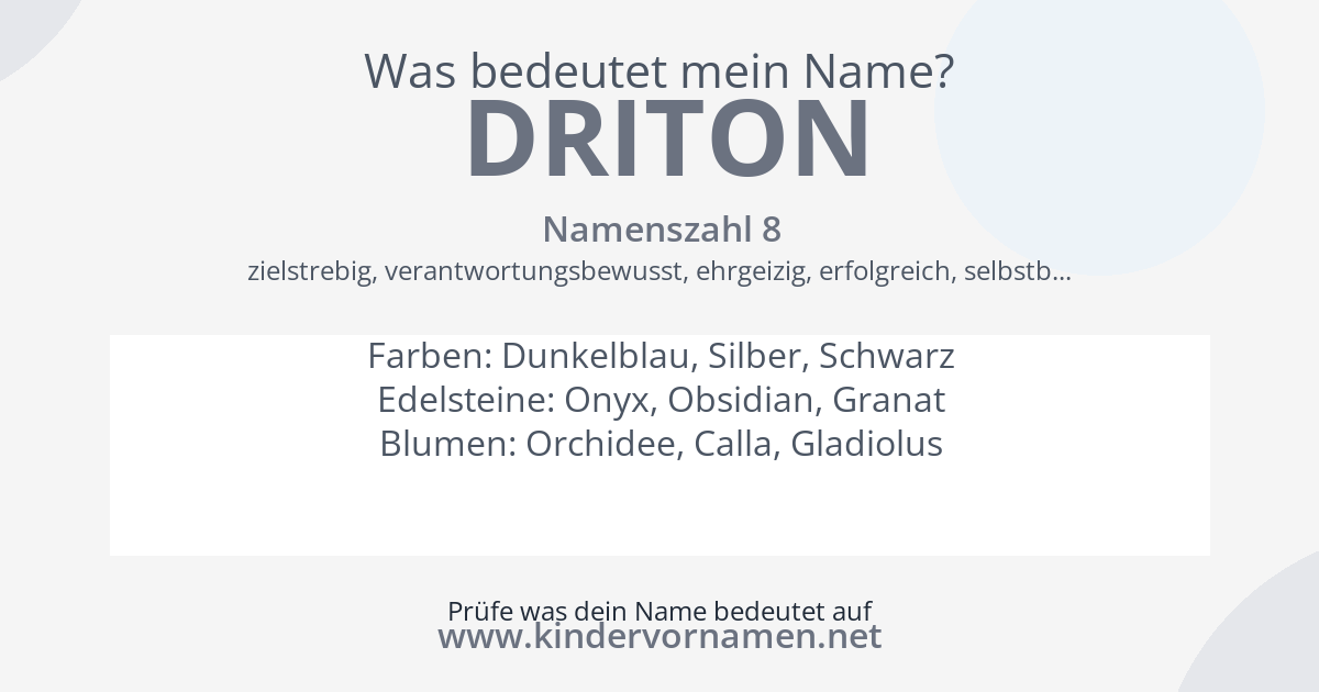 Was bedeutet der Name Driton?