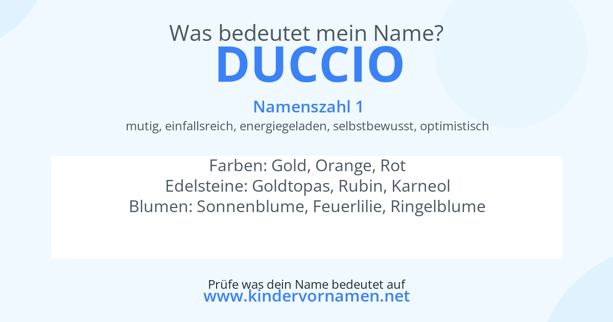Was bedeutet der Name Duccio?