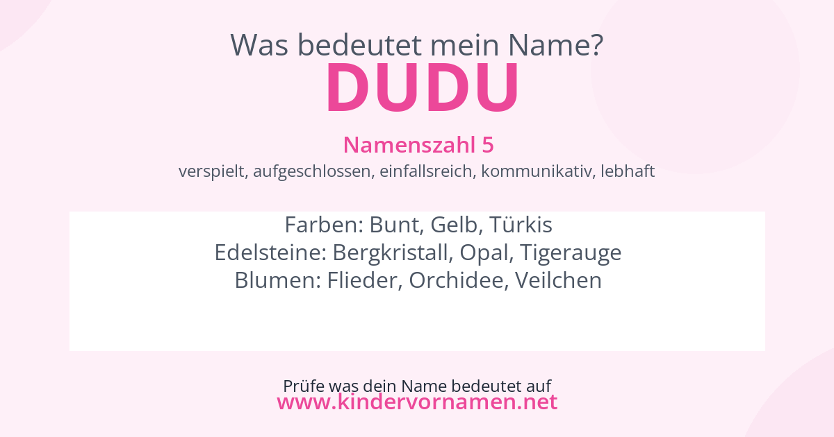 Was bedeutet der Name Dudu?