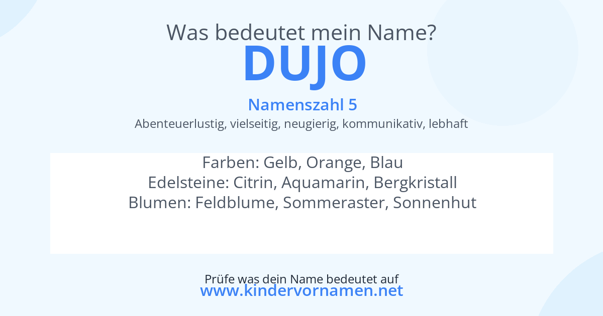 Was bedeutet der Name Dujo?