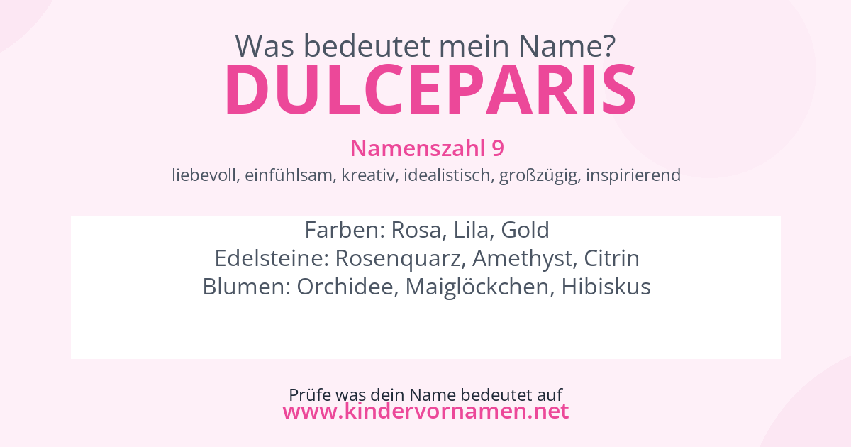 Was bedeutet der Name Dulceparis?