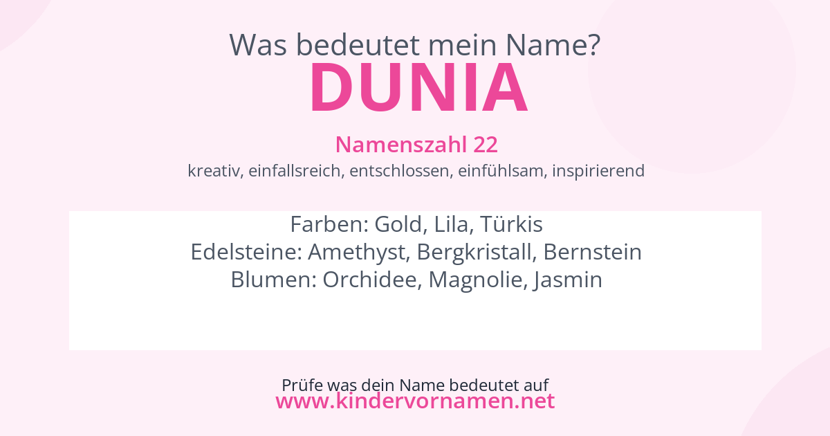 Was bedeutet der Name Dunia?
