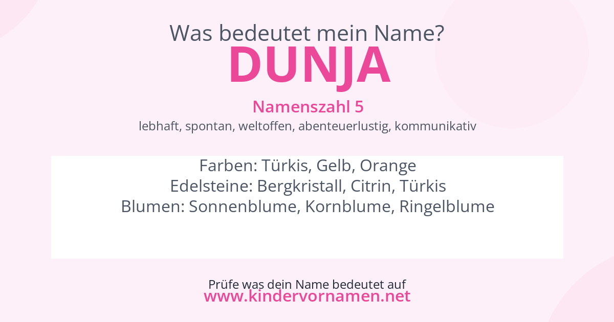 Was bedeutet der Name Dunja?