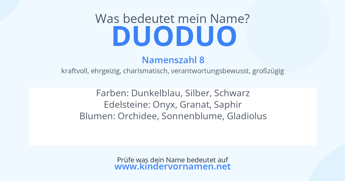 Was bedeutet der Name Duoduo?