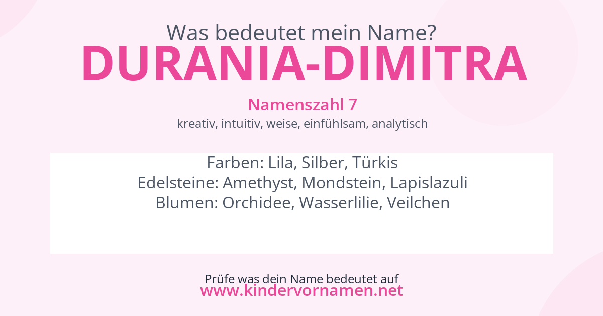 Was bedeutet der Name Durania-Dimitra?