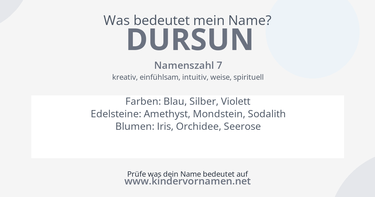 Was bedeutet der Name Dursun?