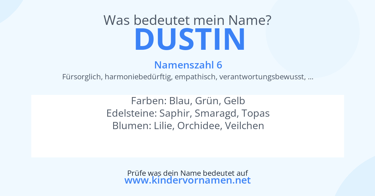Was bedeutet der Name Dustin?