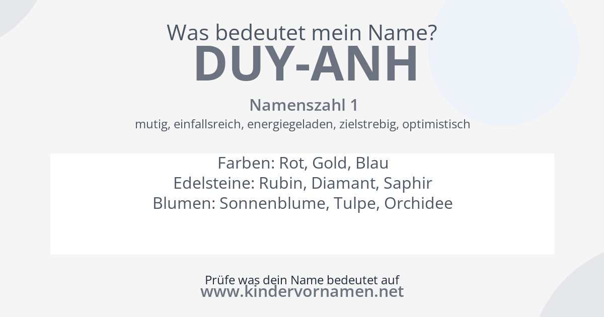 Was bedeutet der Name Duy-Anh?