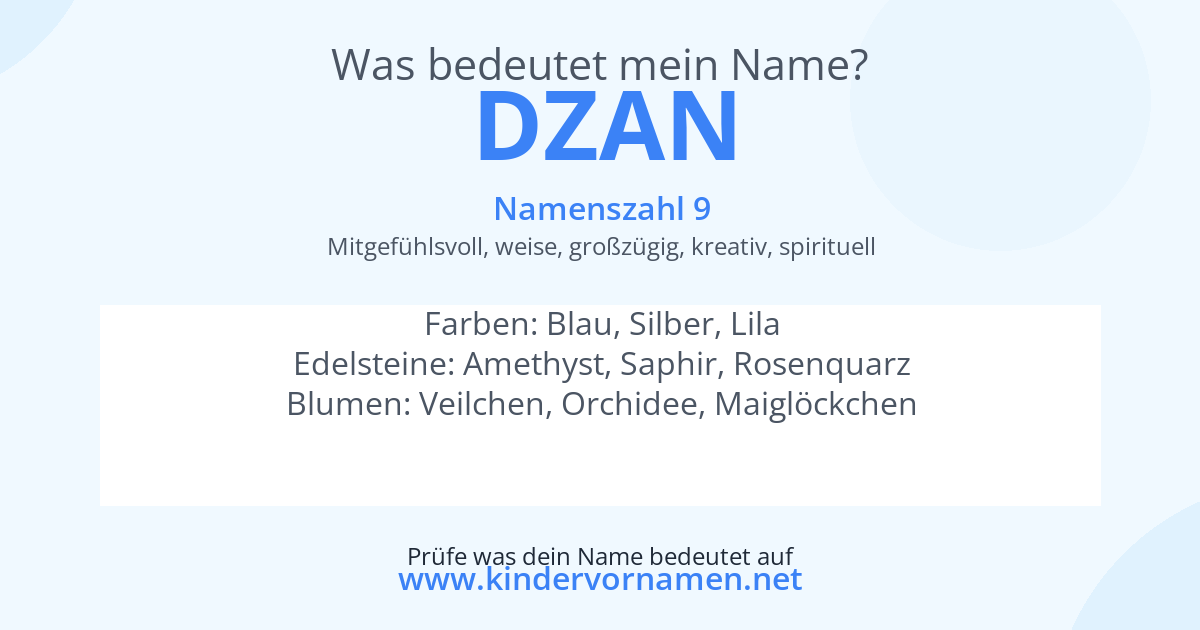 Was bedeutet der Name Dzan?