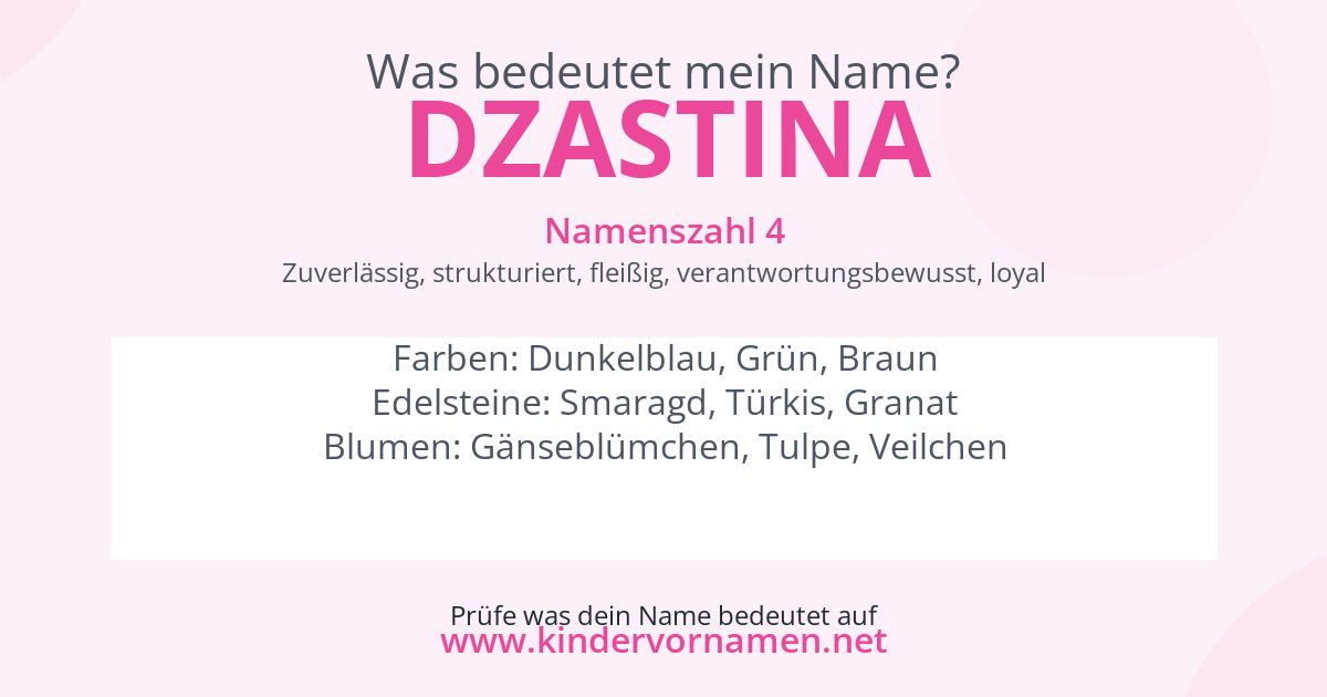 Was bedeutet der Name Dzastina?