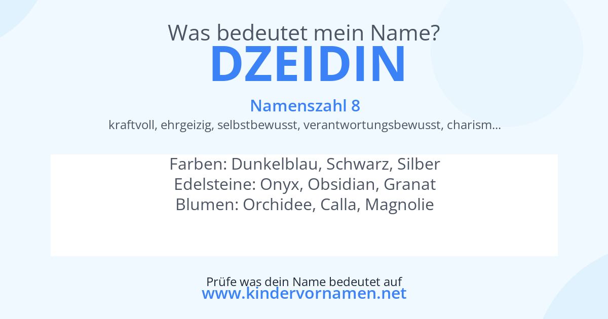 Was bedeutet der Name Dzeidin?
