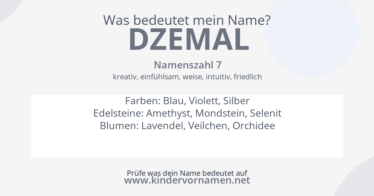 Was bedeutet der Name Dzemal?