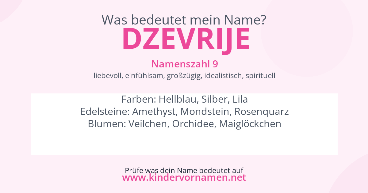 Was bedeutet der Name Dzevrije?