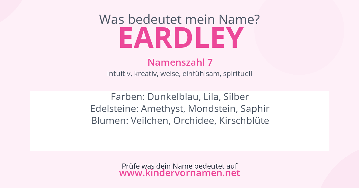 Was bedeutet der Name Eardley?