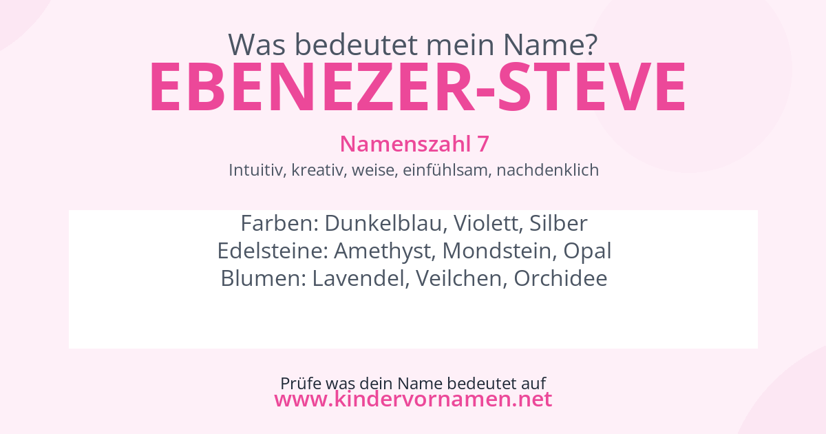 Was bedeutet der Name Ebenezer-Steve?