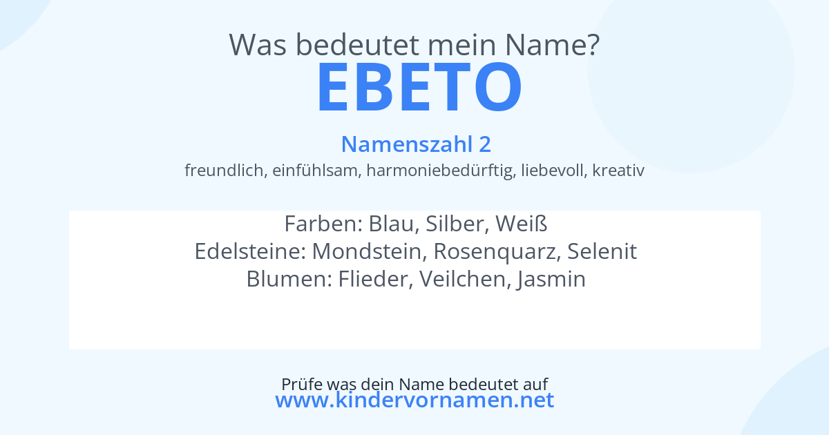 Was bedeutet der Name Ebeto?