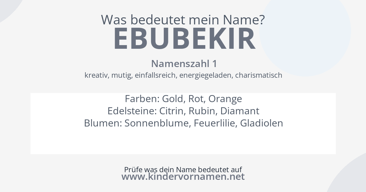 Was bedeutet der Name Ebubekir?