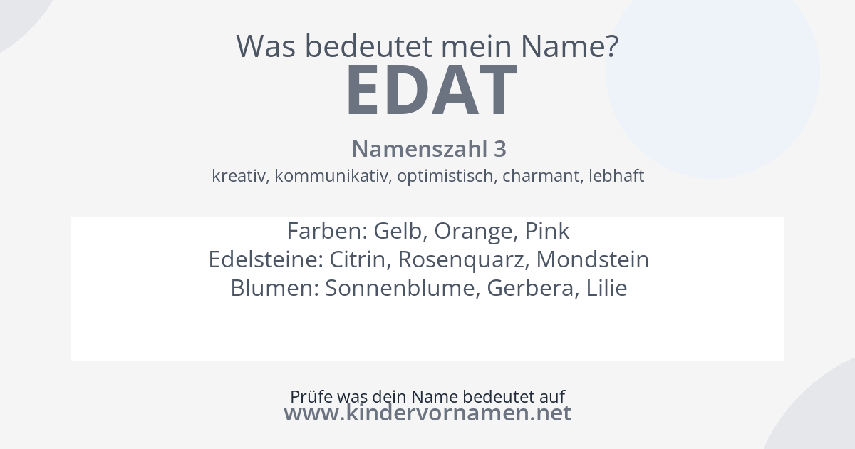 Was bedeutet der Name Edat?
