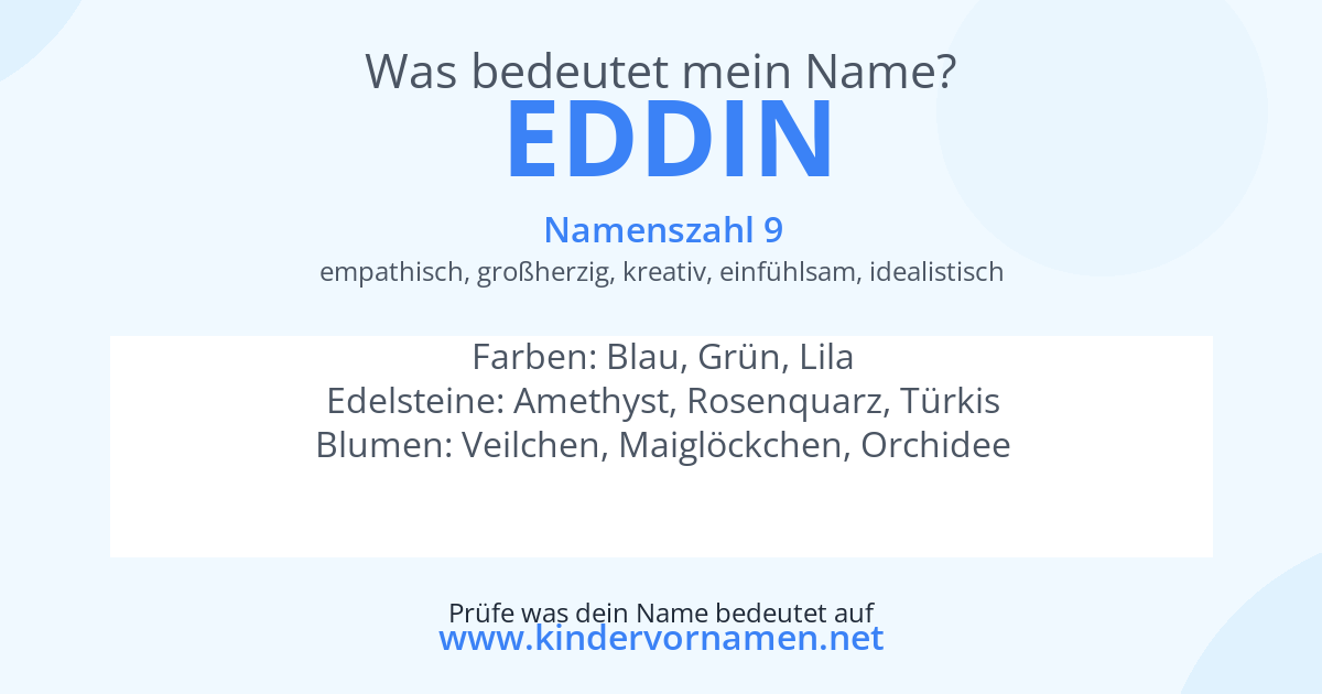 Was bedeutet der Name Eddin?