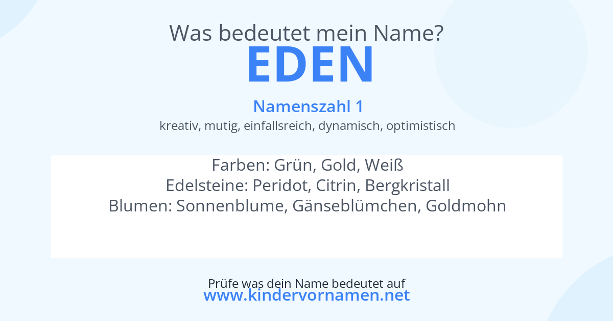 Was bedeutet der Name Eden?