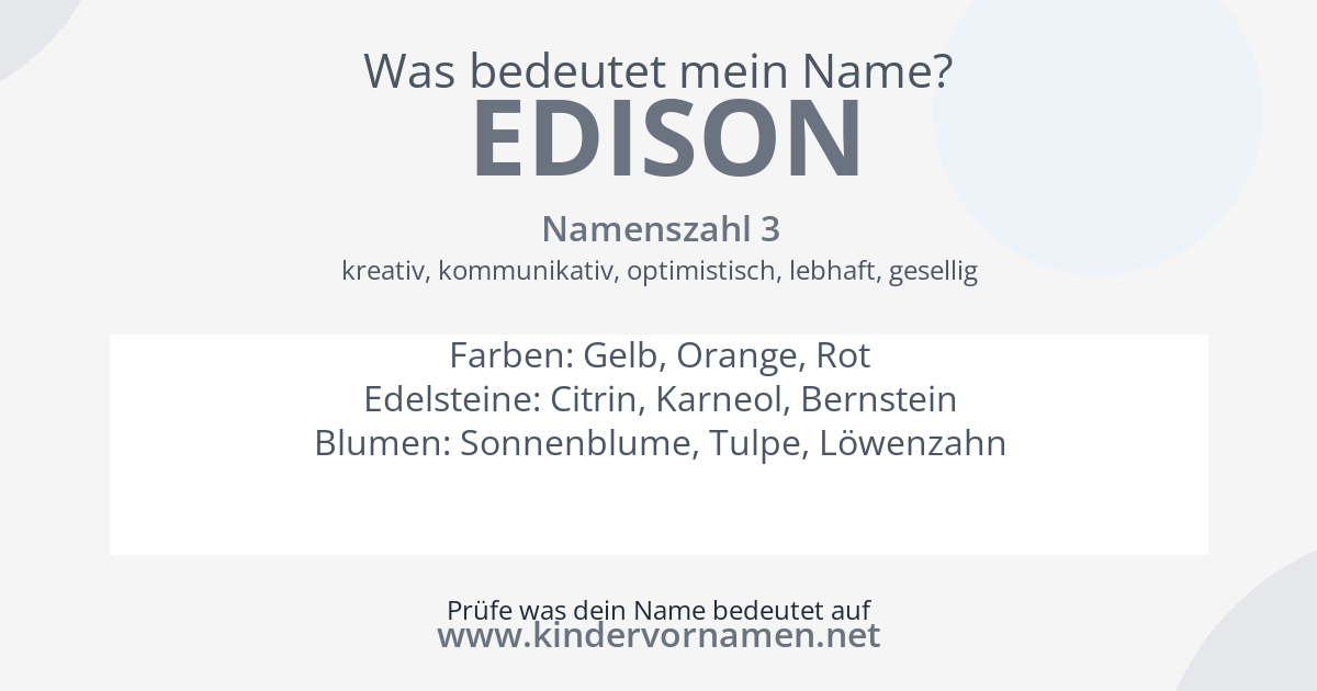 Was bedeutet der Name Edison?