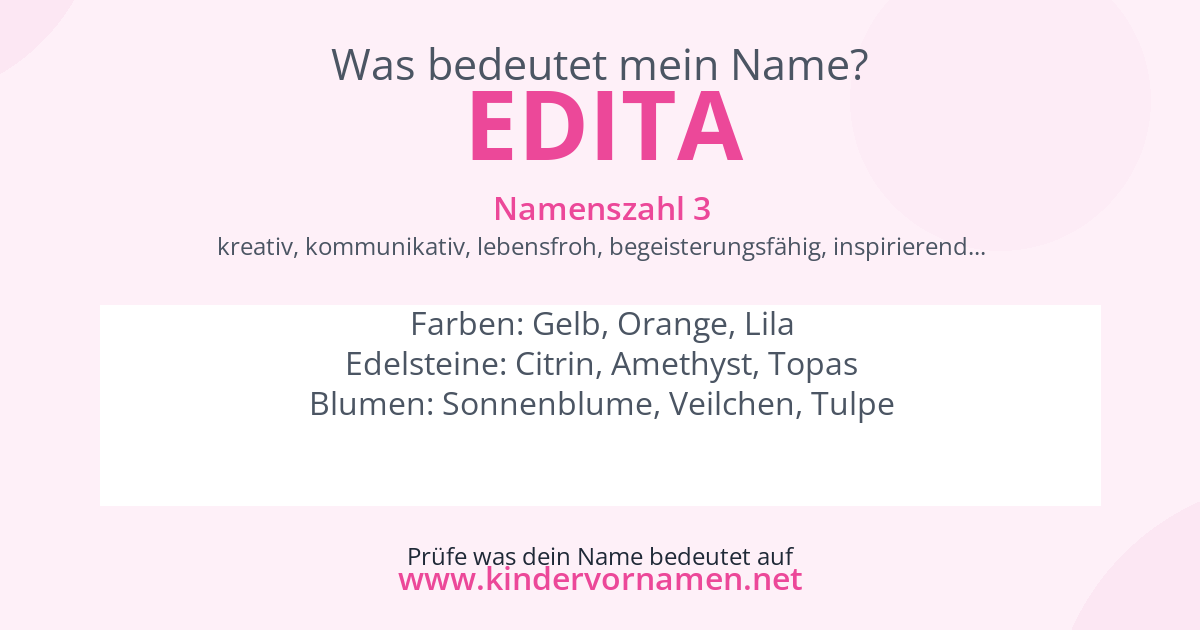 Was bedeutet der Name Edita?