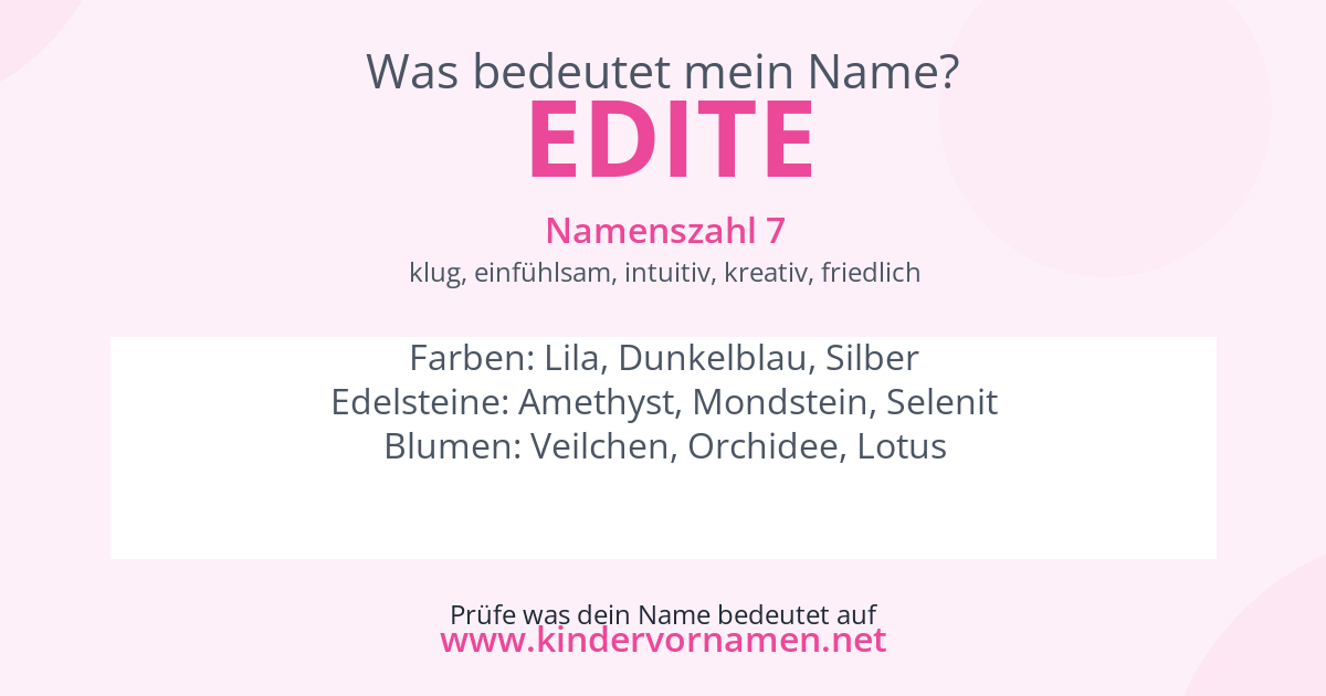 Was bedeutet der Name Edite?