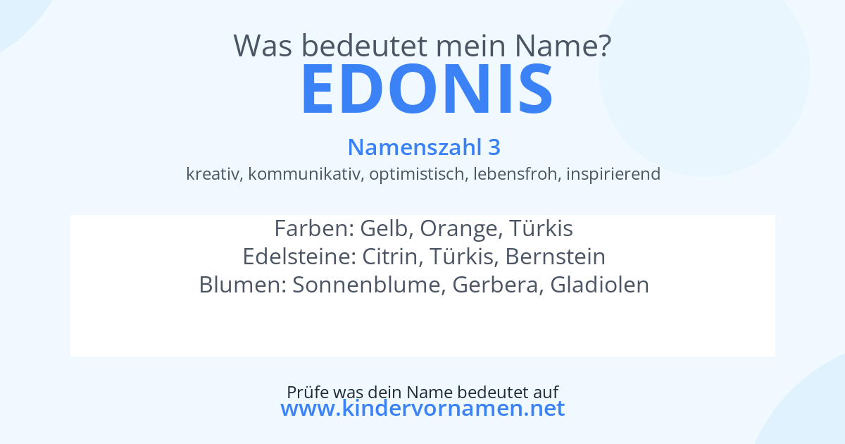 Was bedeutet der Name Edonis?