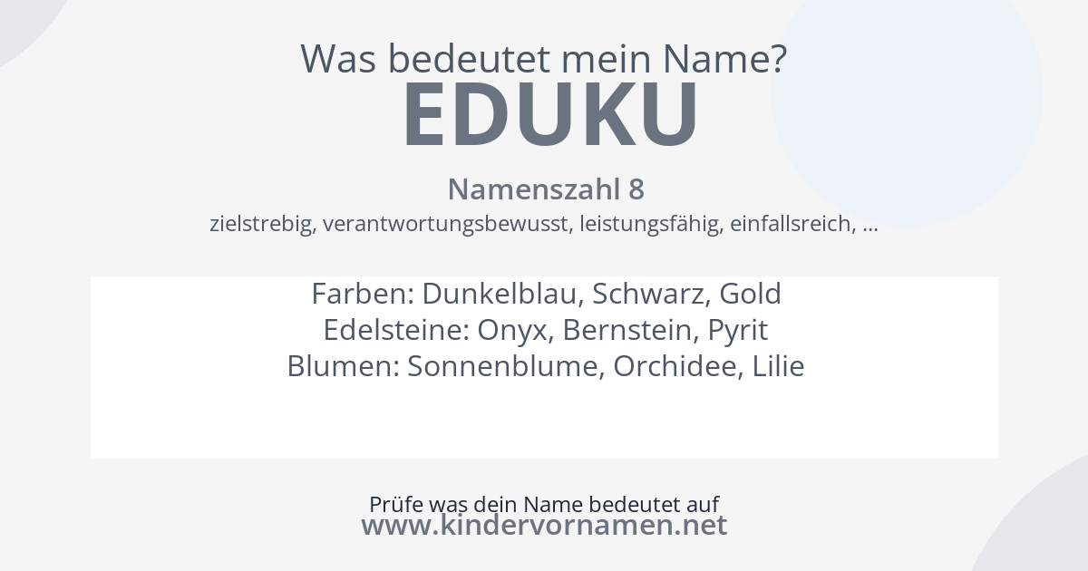 Was bedeutet der Name Eduku?