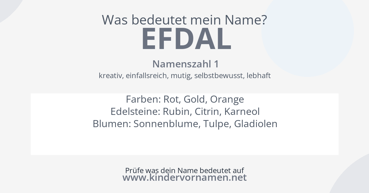 Was bedeutet der Name Efdal?