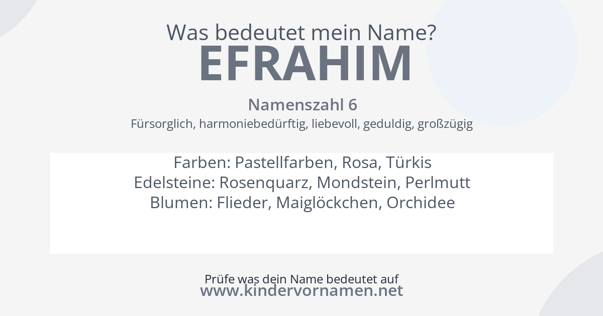 Was bedeutet der Name Efrahim?