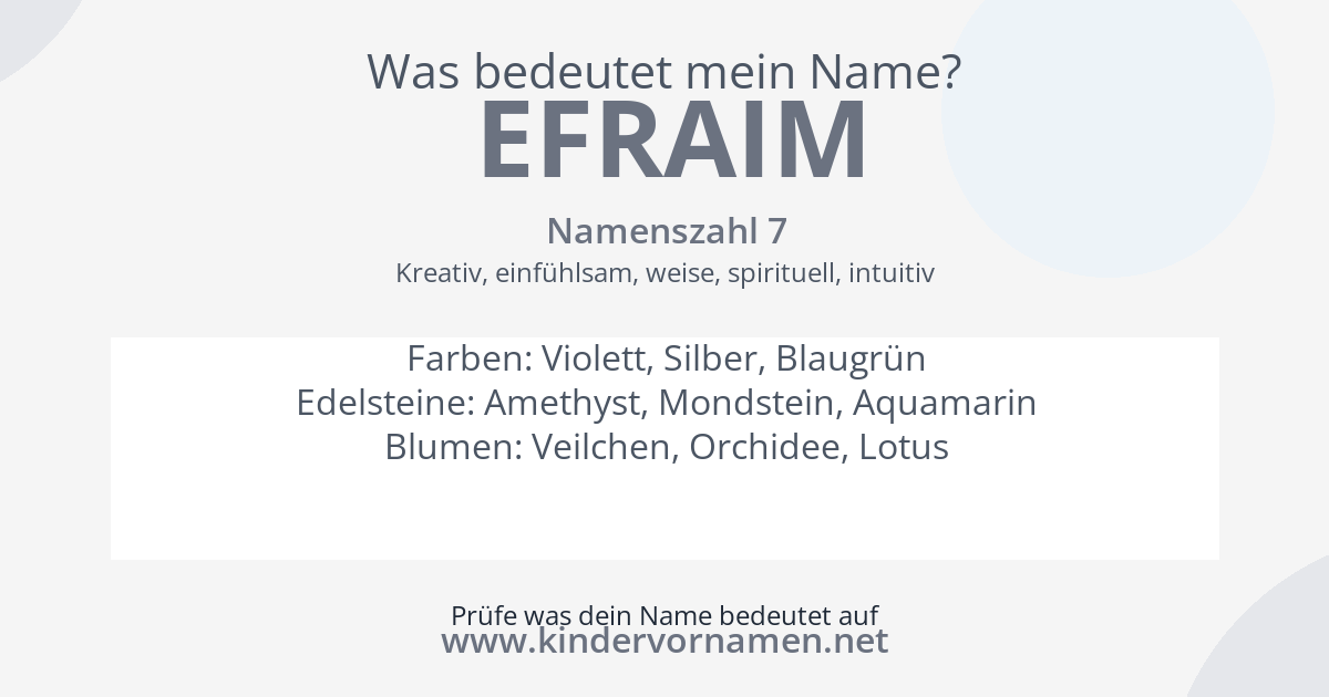 Was bedeutet der Name Efraim?