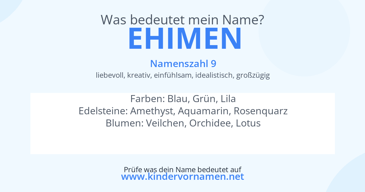 Was bedeutet der Name Ehimen?