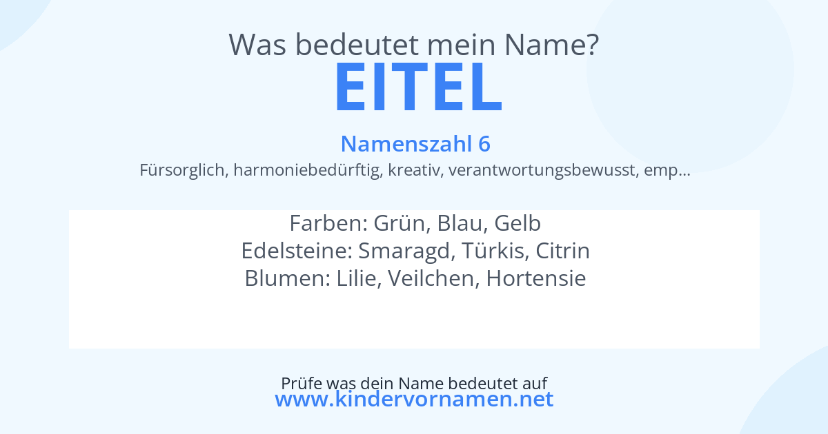 Was bedeutet der Name Eitel?