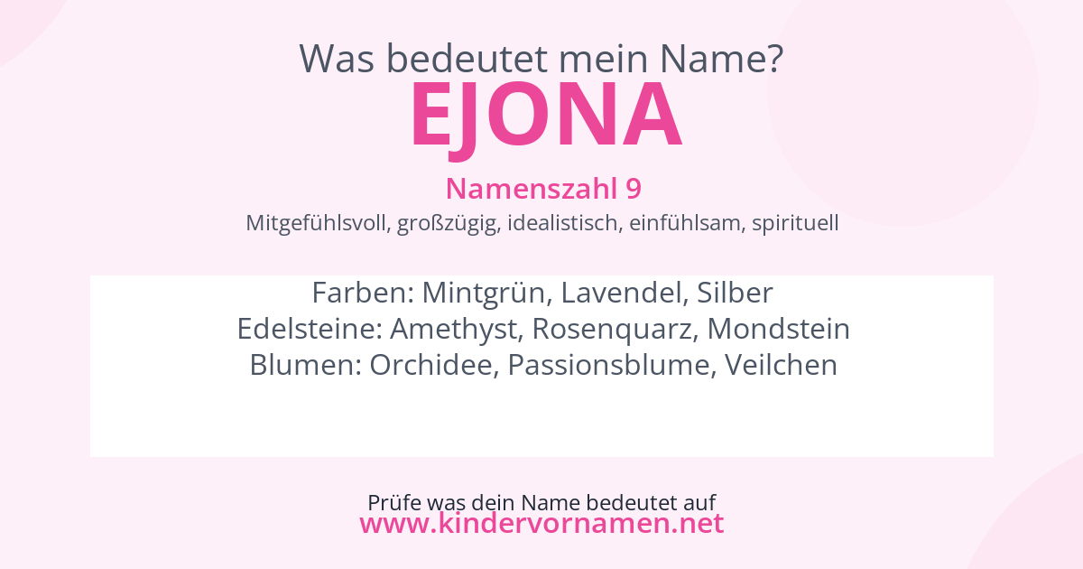 Was bedeutet der Name Ejona?