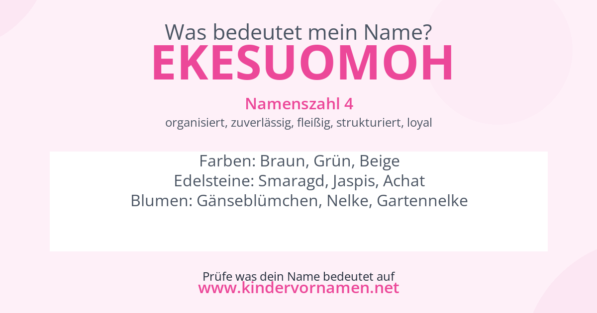 Was bedeutet der Name Ekesuomoh?