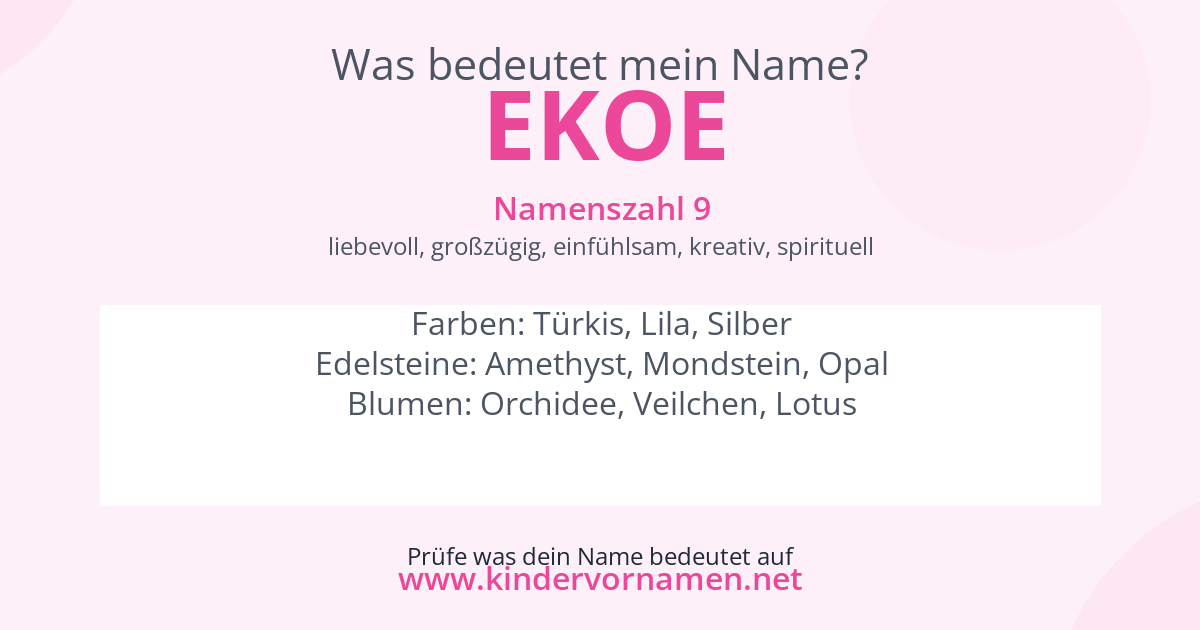 Was bedeutet der Name Ekoe?