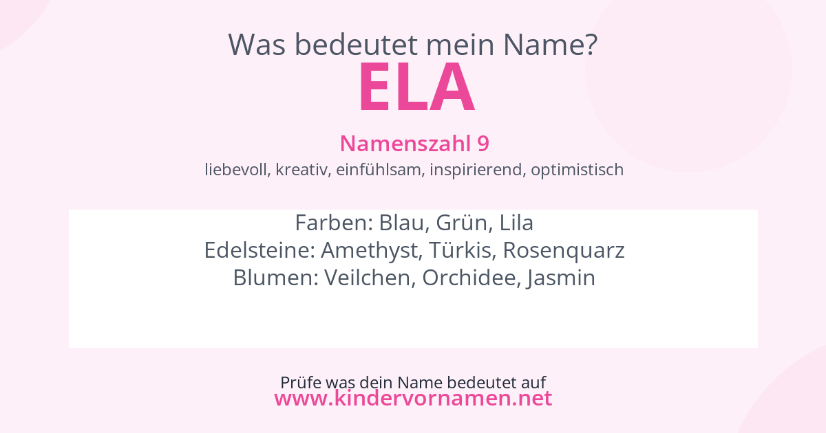 Was bedeutet der Name Ela?