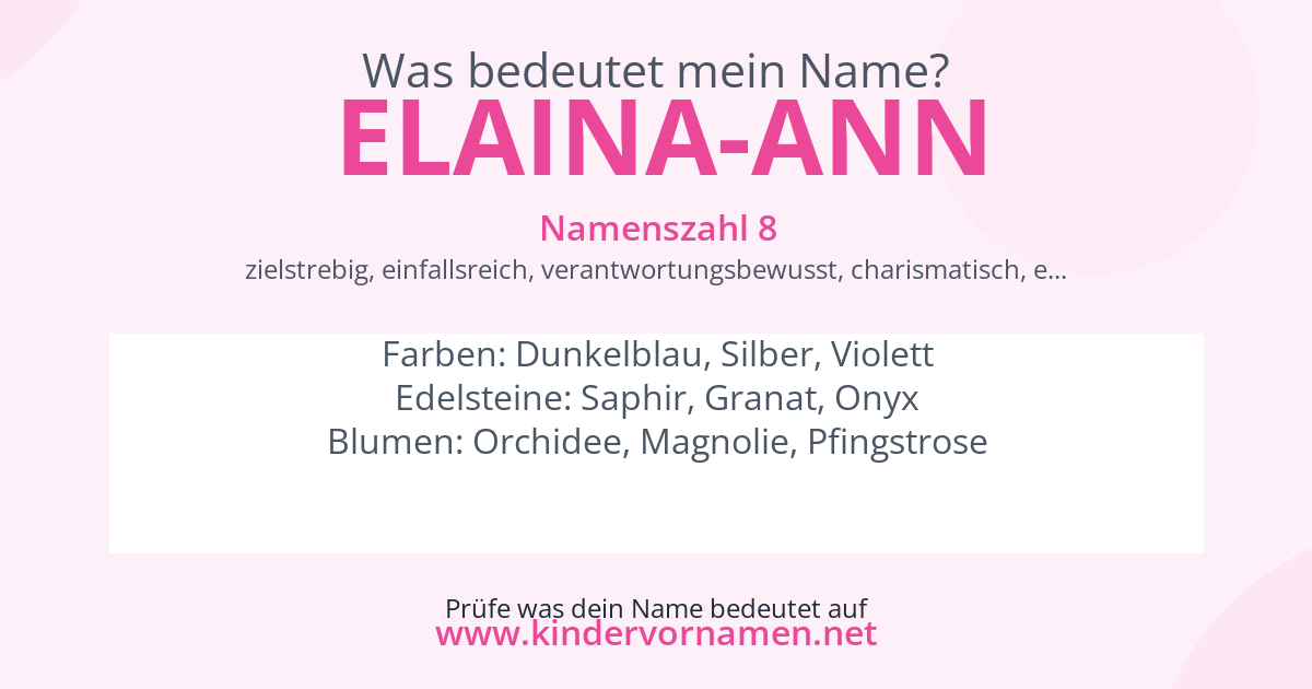 Was bedeutet der Name Elaina-Ann?