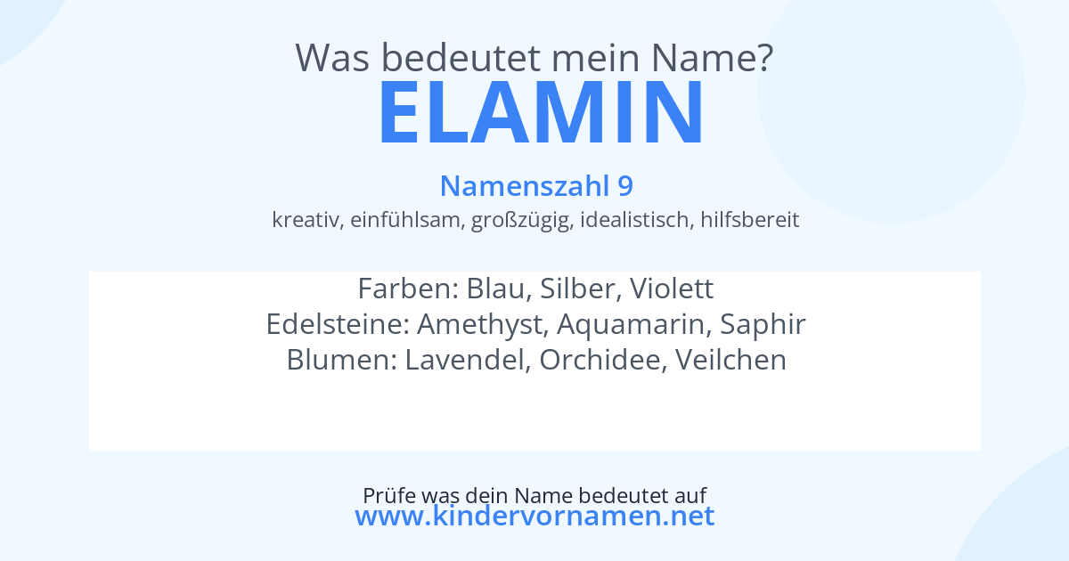 Was bedeutet der Name Elamin?