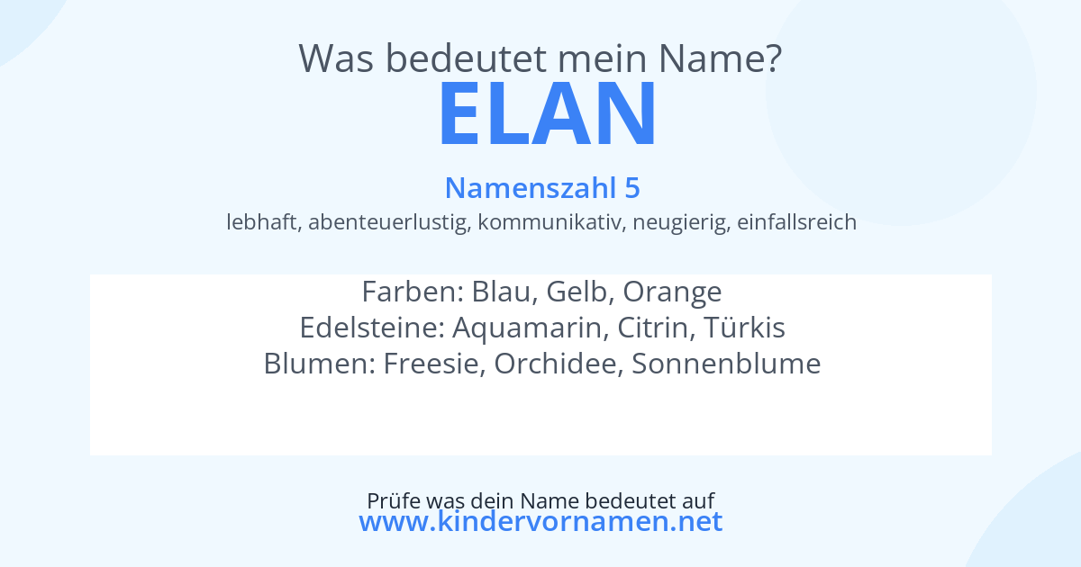 Was bedeutet der Name Elan?