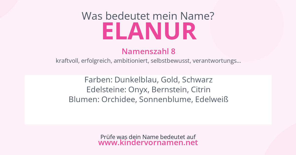 Was bedeutet der Name Elanur?