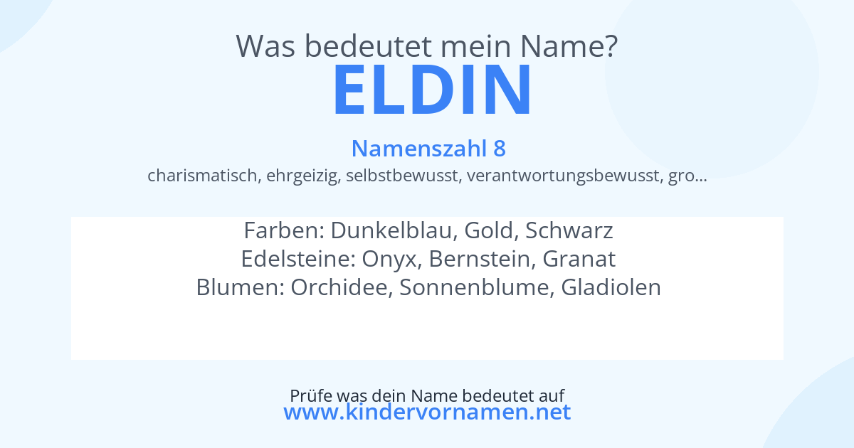 Was bedeutet der Name Eldin?