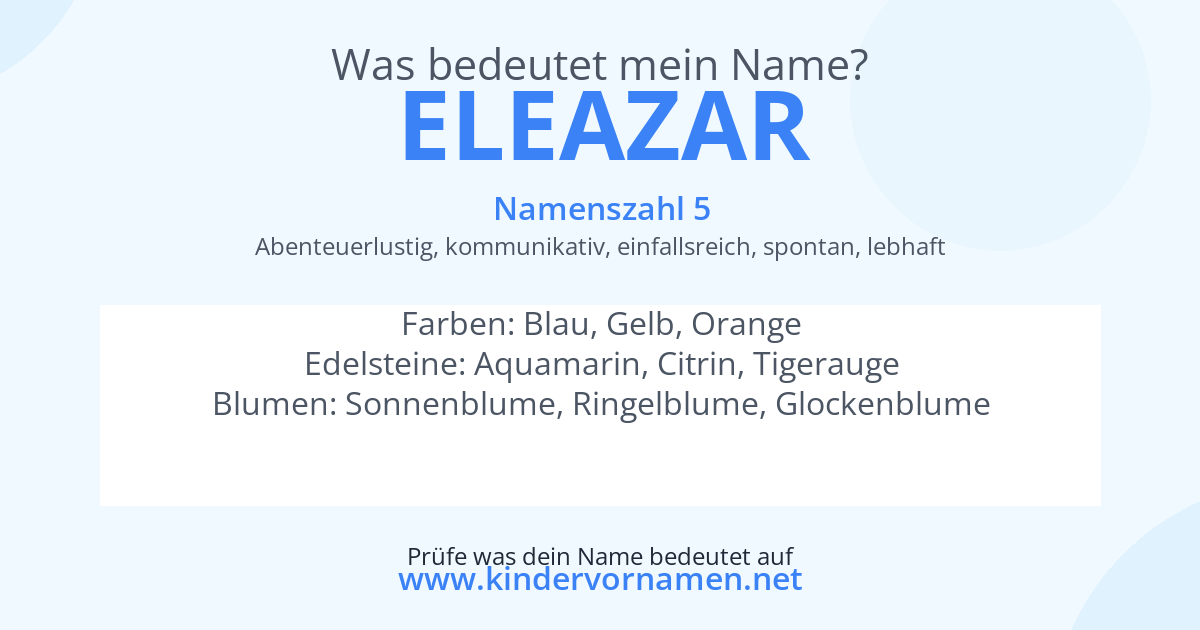 Was bedeutet der Name Eleazar?