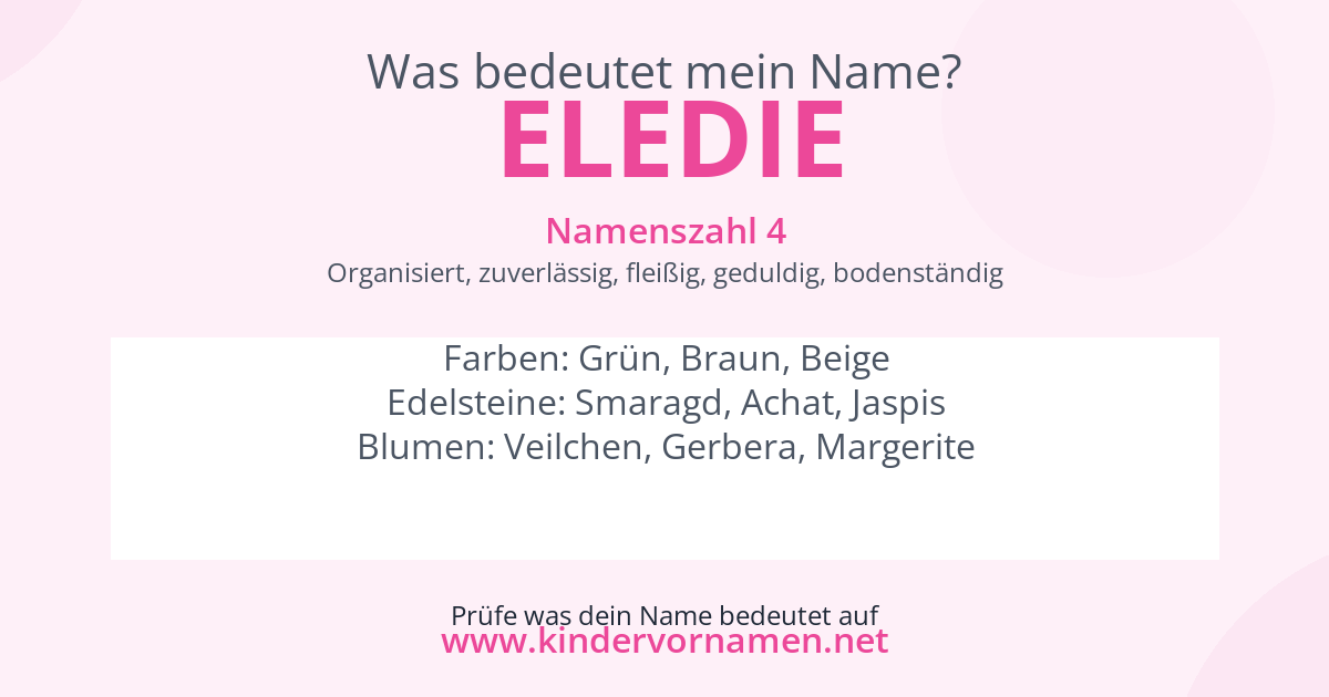 Was bedeutet der Name Eledie?