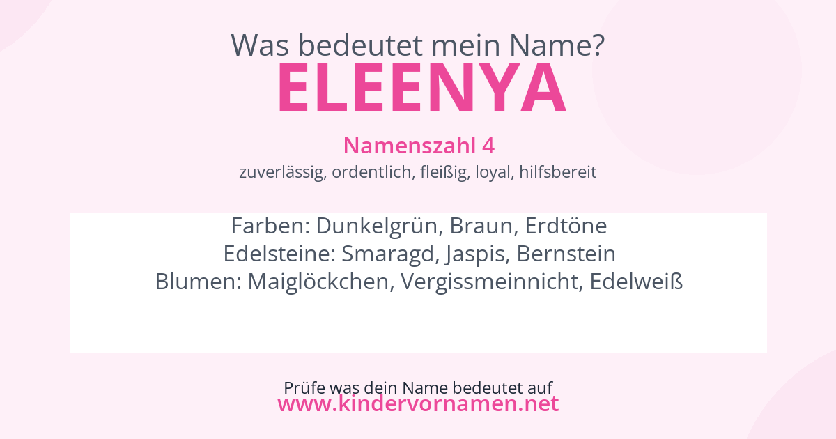 Was bedeutet der Name Eleenya?